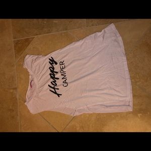 “happy camper” white muscle tee